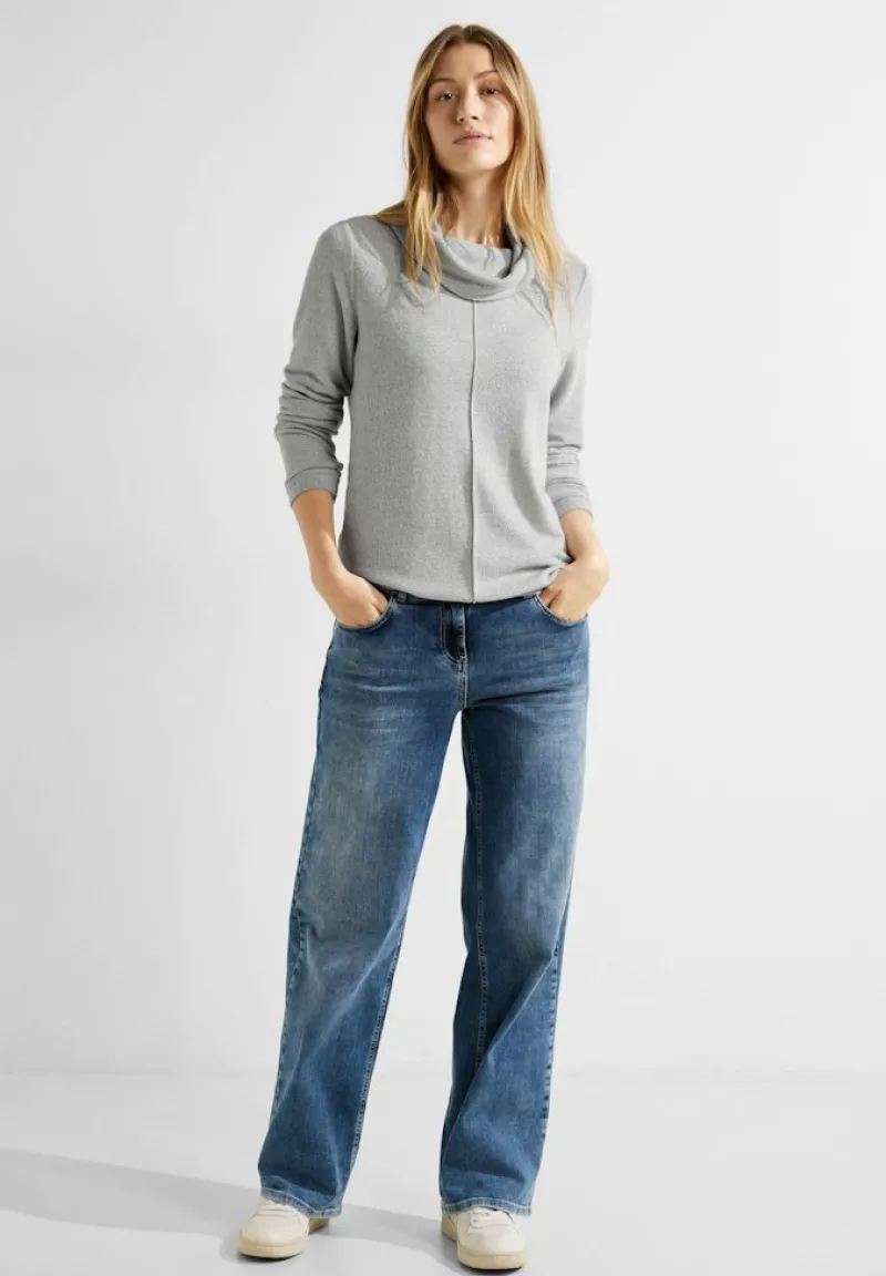 Cecil Shirts*Shirt mit Volumenkragen mineral grey melange