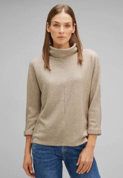 Street One Pullover & Sweatshirts*Shirt mit Volumenkragen spring sand melange