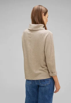 Street One Pullover & Sweatshirts*Shirt mit Volumenkragen spring sand melange