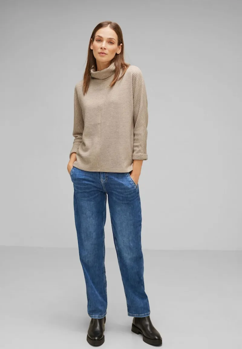Street One Pullover & Sweatshirts*Shirt mit Volumenkragen spring sand melange