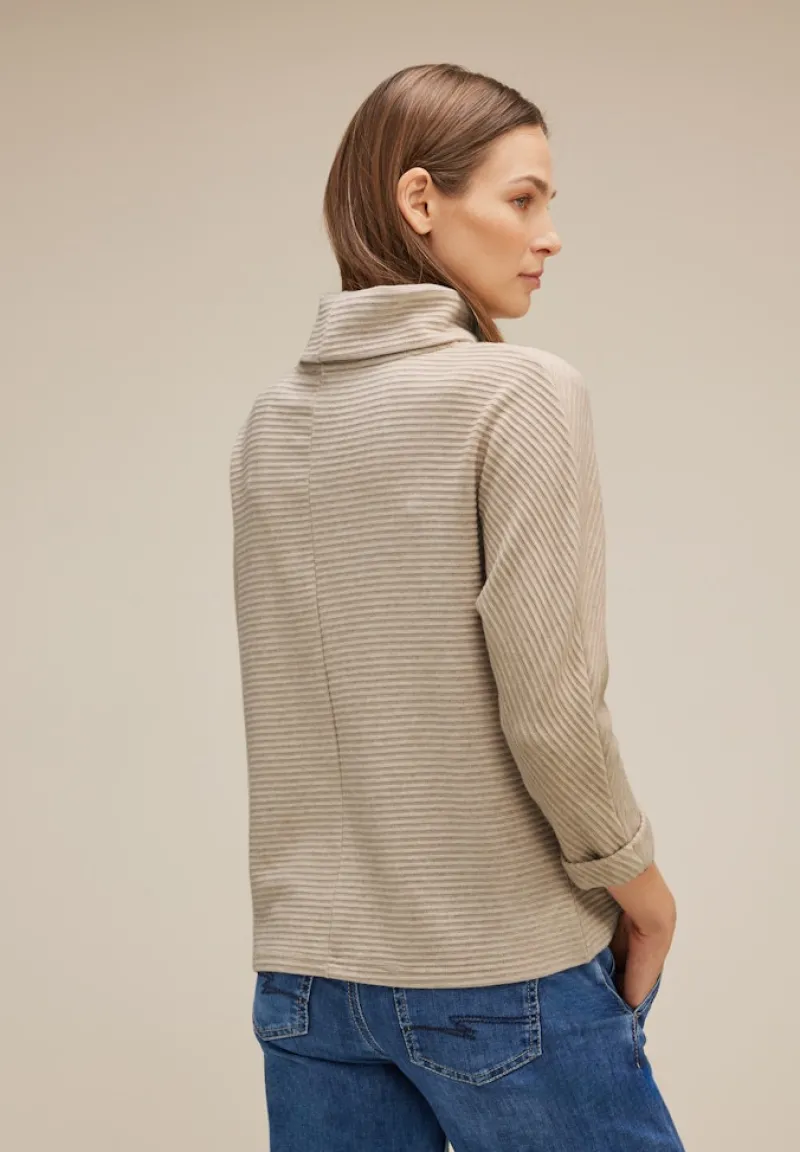 Street One Pullover & Sweatshirts*Shirt mit Volumenkragen spring sand melange