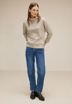 Street One Pullover & Sweatshirts*Shirt mit Volumenkragen spring sand melange