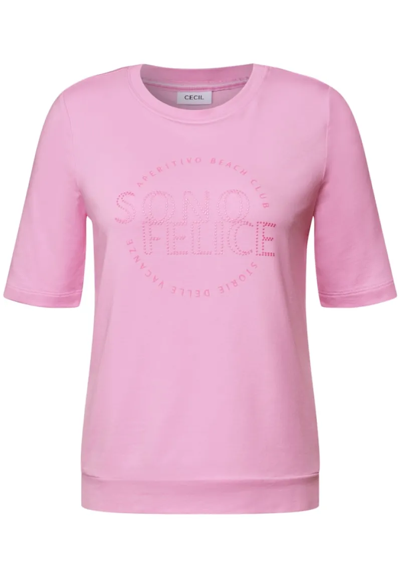 Cecil Shirts*Shirt mit Wording Artwork cherry blossom pink