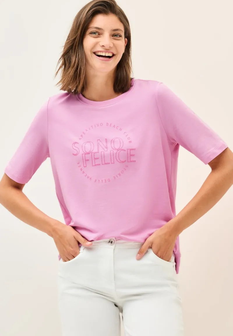 Cecil Shirts*Shirt mit Wording Artwork cherry blossom pink