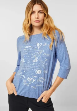 Cecil Shirts*Shirt mit Wording Print dusk sky blue melange
