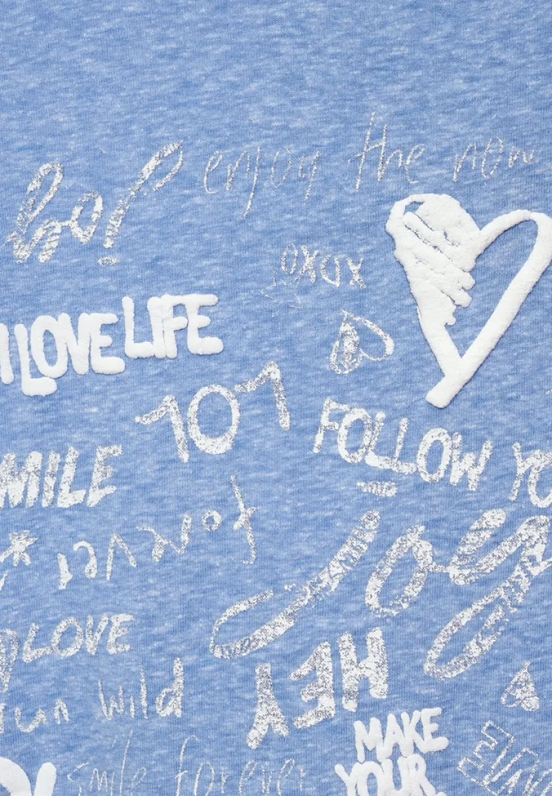 Cecil Shirts*Shirt mit Wording Print dusk sky blue melange