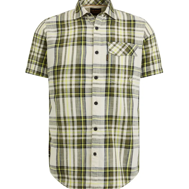 PME Legend Hemden|Big Boys*Short Sleeve Shirt Slub Check Ruby Olivine
