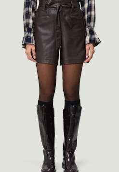 Zero Shorts*Shorts in Lederoptik mit Bindegürtel chocolate plum