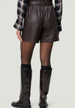 Zero Shorts*Shorts in Lederoptik mit Bindegürtel chocolate plum
