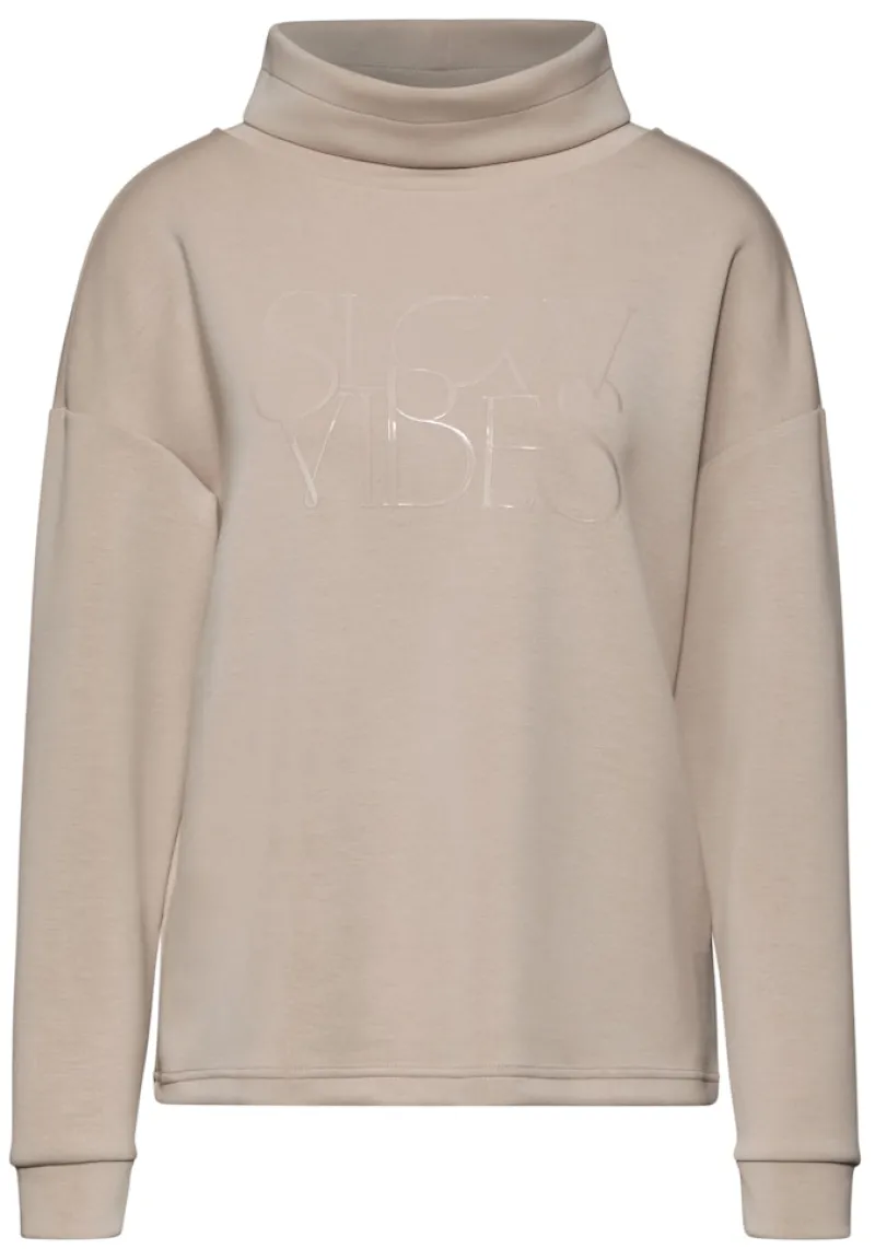 Street One Pullover & Sweatshirts*Silk-Look Shirt mit Wording breezy beige