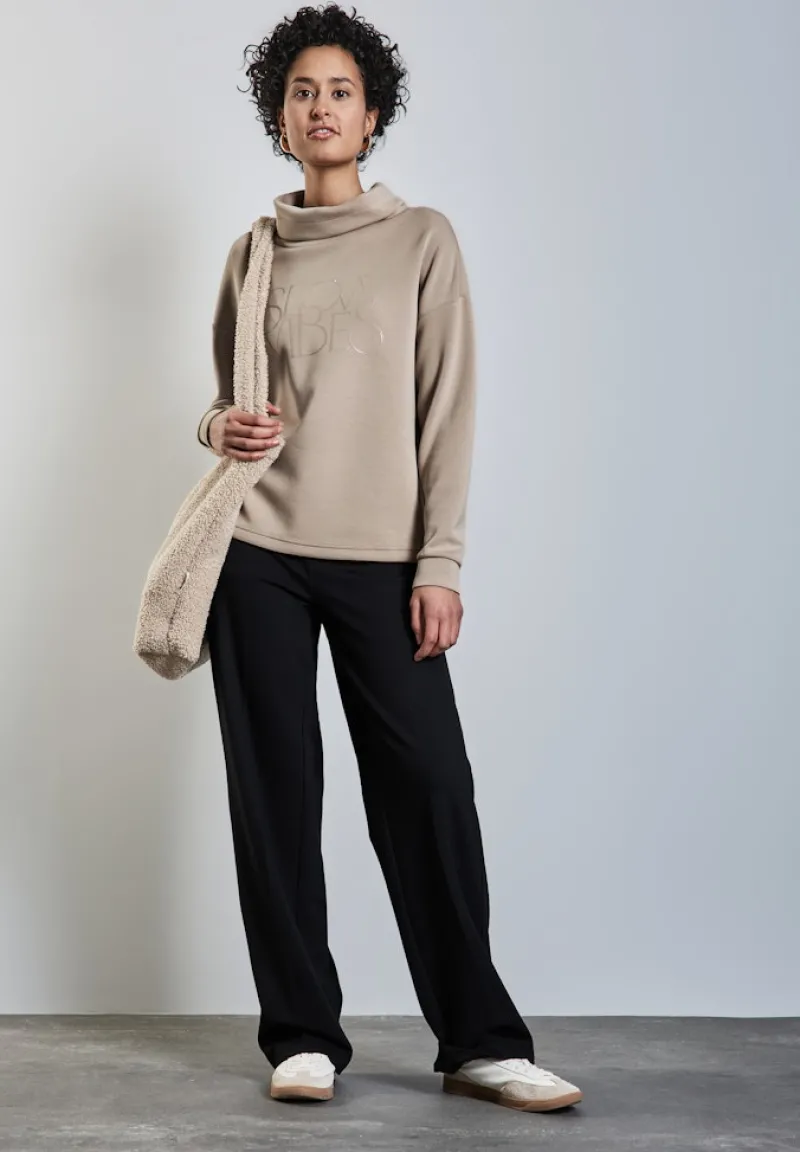 Street One Pullover & Sweatshirts*Silk-Look Shirt mit Wording breezy beige