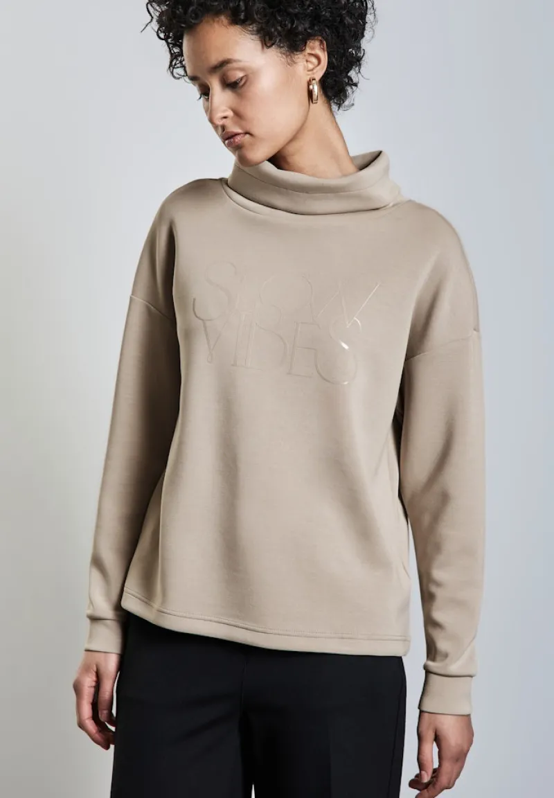 Street One Pullover & Sweatshirts*Silk-Look Shirt mit Wording breezy beige