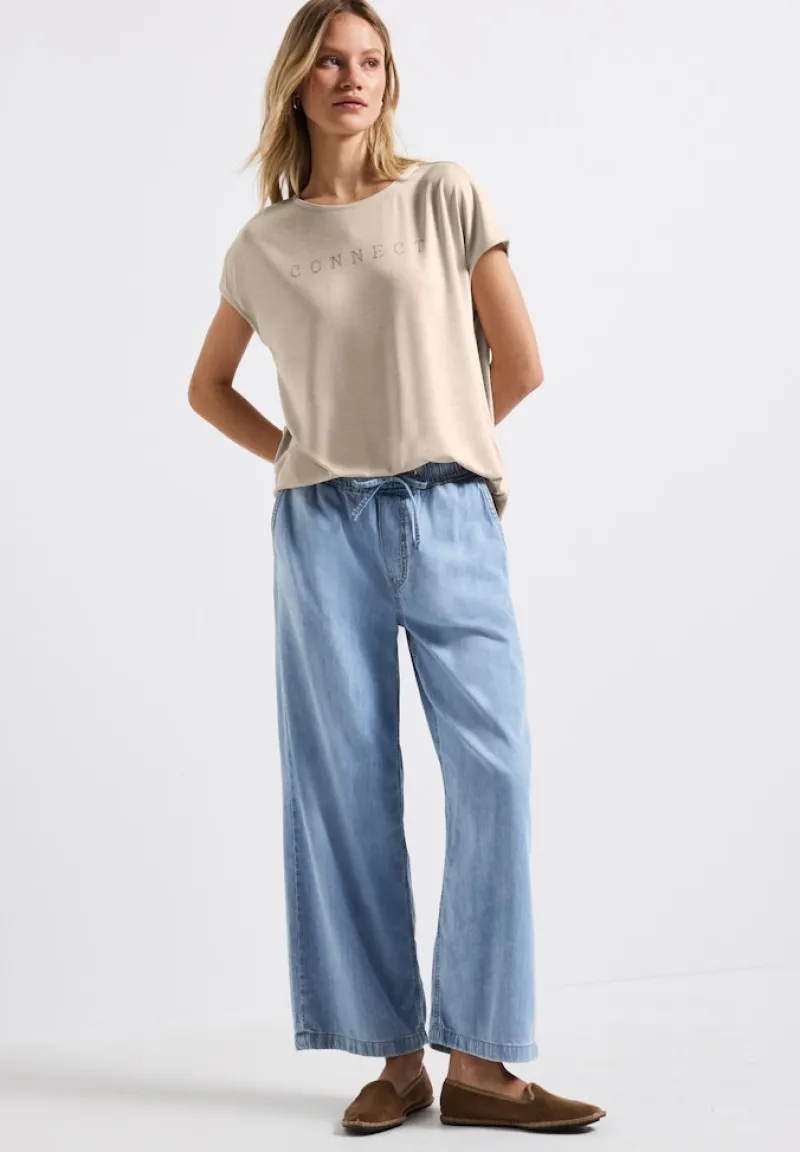 Street One Shirts*Silk-Look Shirt mit Wording coastal beige