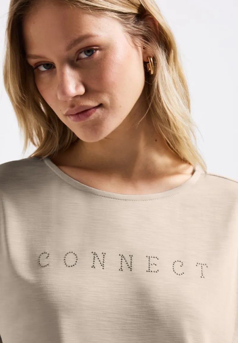 Street One Shirts*Silk-Look Shirt mit Wording coastal beige