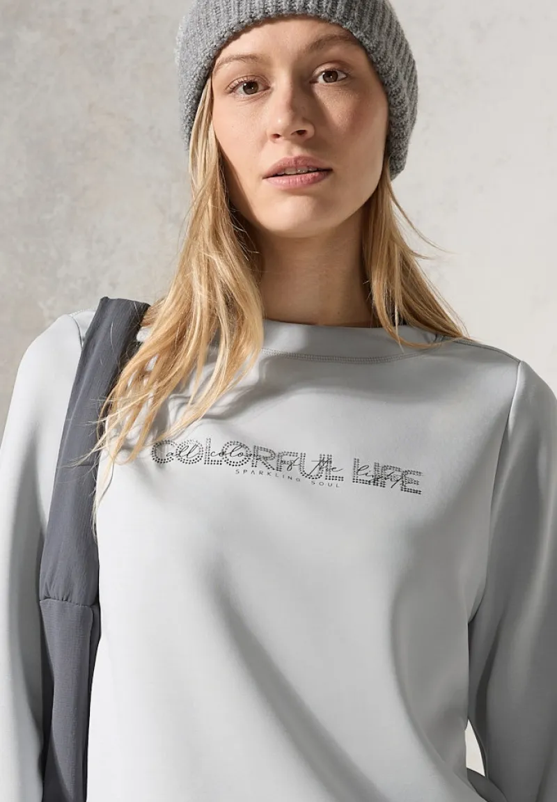 Cecil Pullover & Sweatshirts*Silk-Look Sweater mit Print platinum grey