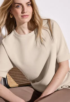 Street One Shirts*Silk-Look T-Shirt cotton beige