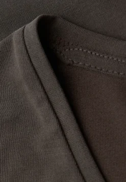 STREET ONE STUDIO Shirts*Silk-Look V-Neck Shirt dark auburn brown