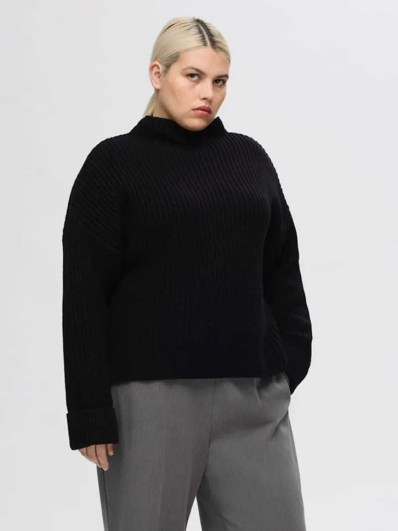 Selected Pullover & Sweatshirts*SLFSELMA LS KNIT PULLOVER NOOS Black