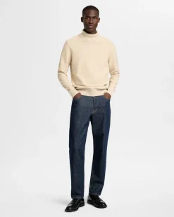 Selected Pullover & Sweatshirts*SLHAXEL LS KNIT ROLL NECK W oatmeal1