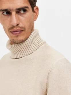 Selected Pullover & Sweatshirts*SLHAXEL LS KNIT ROLL NECK W oatmeal1