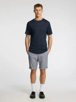 Selected Shirts*SLHBET LINEN SS O-NECK TEE Sky Captain