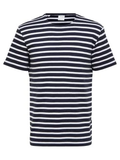 Selected Shirts*SLHBRIAC STRIPE SS O-NECK TEE NOOS Navy Blazer