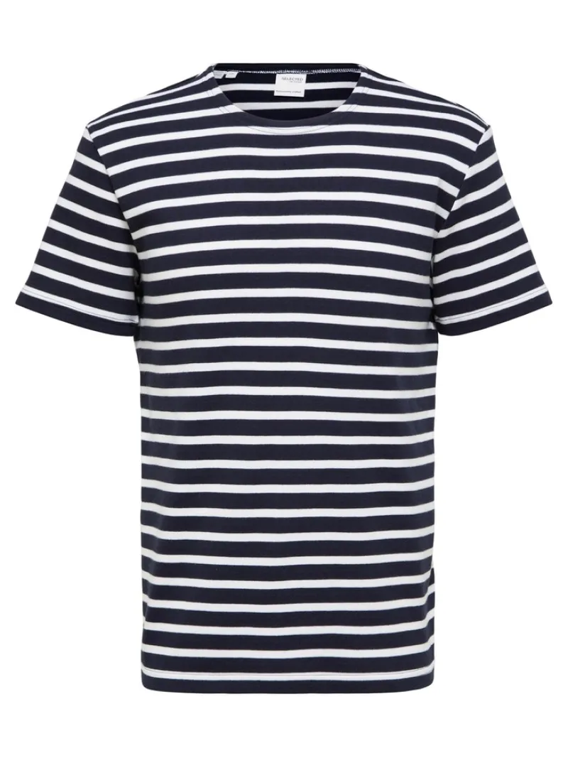 Selected Shirts*SLHBRIAC STRIPE SS O-NECK TEE NOOS Navy Blazer
