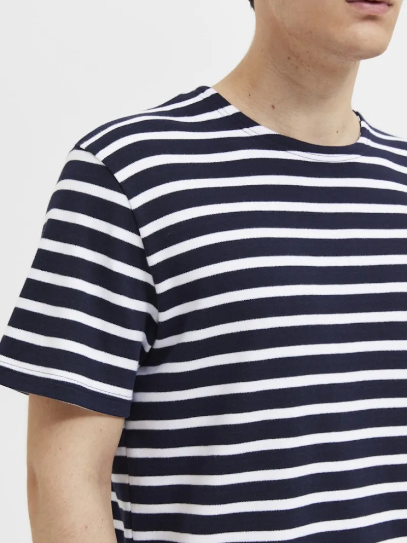 Selected Shirts*SLHBRIAC STRIPE SS O-NECK TEE NOOS Navy Blazer
