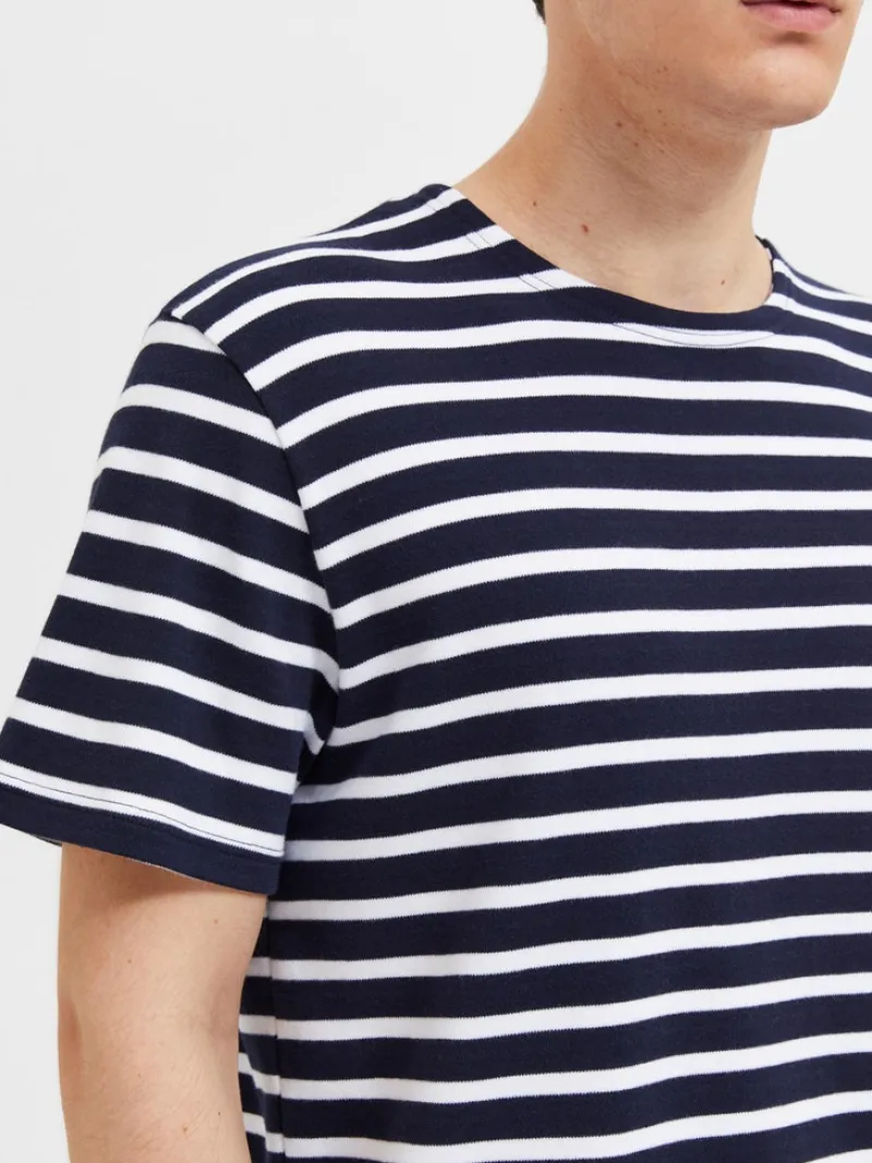 Selected Shirts*SLHBRIAC STRIPE SS O-NECK TEE NOOS Navy Blazer