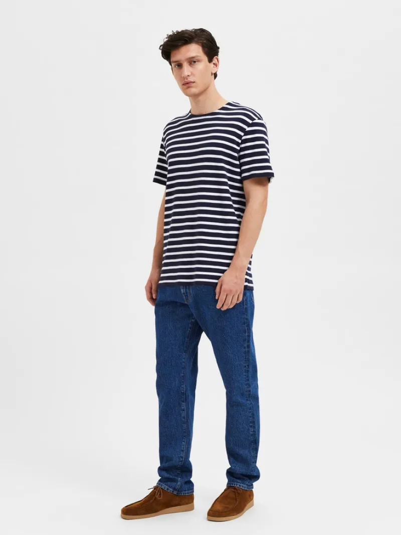 Selected Shirts*SLHBRIAC STRIPE SS O-NECK TEE NOOS Navy Blazer