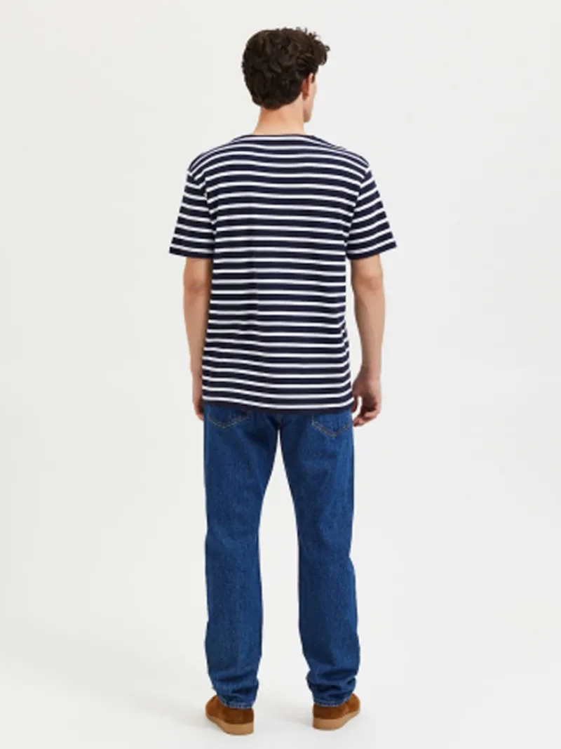 Selected Shirts*SLHBRIAC STRIPE SS O-NECK TEE NOOS Navy Blazer