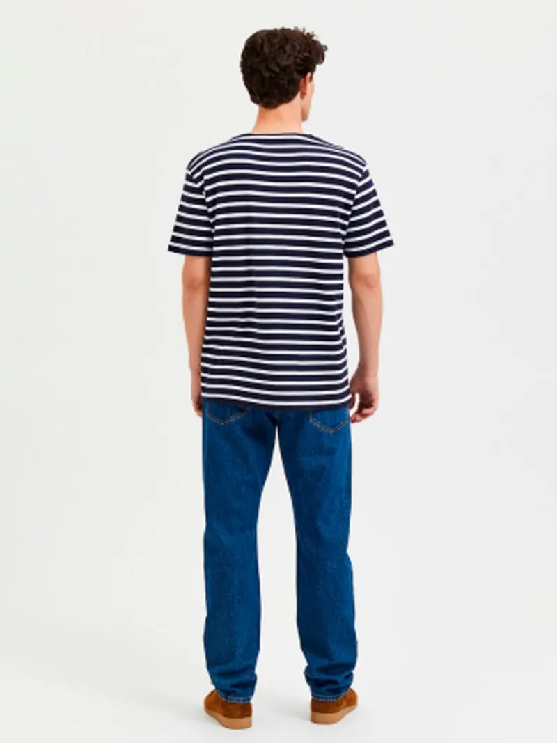 Selected Shirts*SLHBRIAC STRIPE SS O-NECK TEE NOOS Navy Blazer
