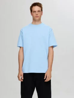 Selected Shirts*SLHCOLMAN SS O-NECK TEE NOOS Cashmere Blue