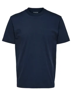 Selected Shirts*SLHCOLMAN SS O-NECK TEE NOOS Navy Blazer