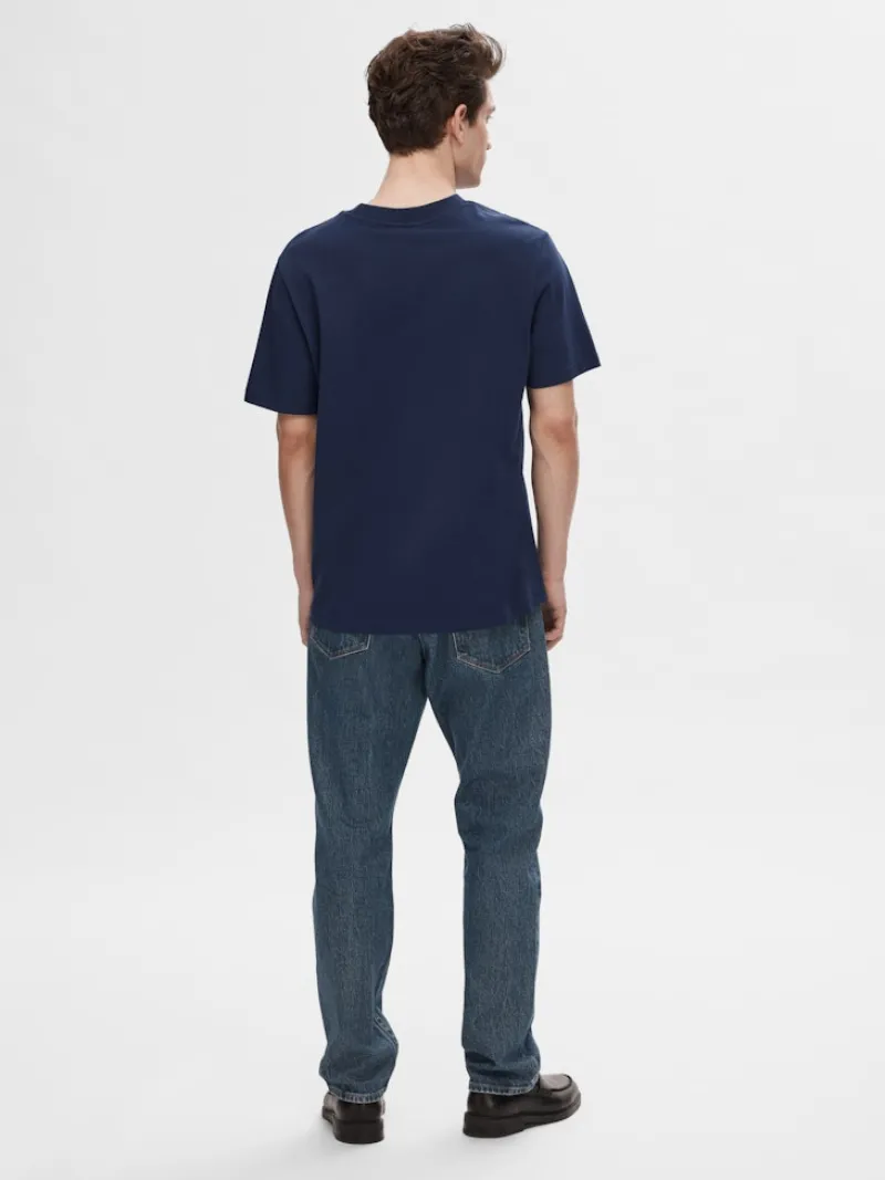 Selected Shirts*SLHCOLMAN SS O-NECK TEE NOOS Navy Blazer