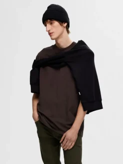 Selected Shirts*SLHCOLMAN SS O-NECK TEE NOOS chocolate torte