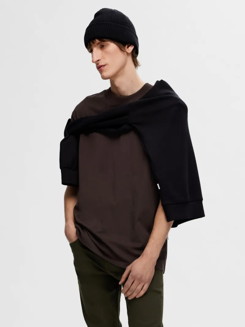 Selected Shirts*SLHCOLMAN SS O-NECK TEE NOOS chocolate torte