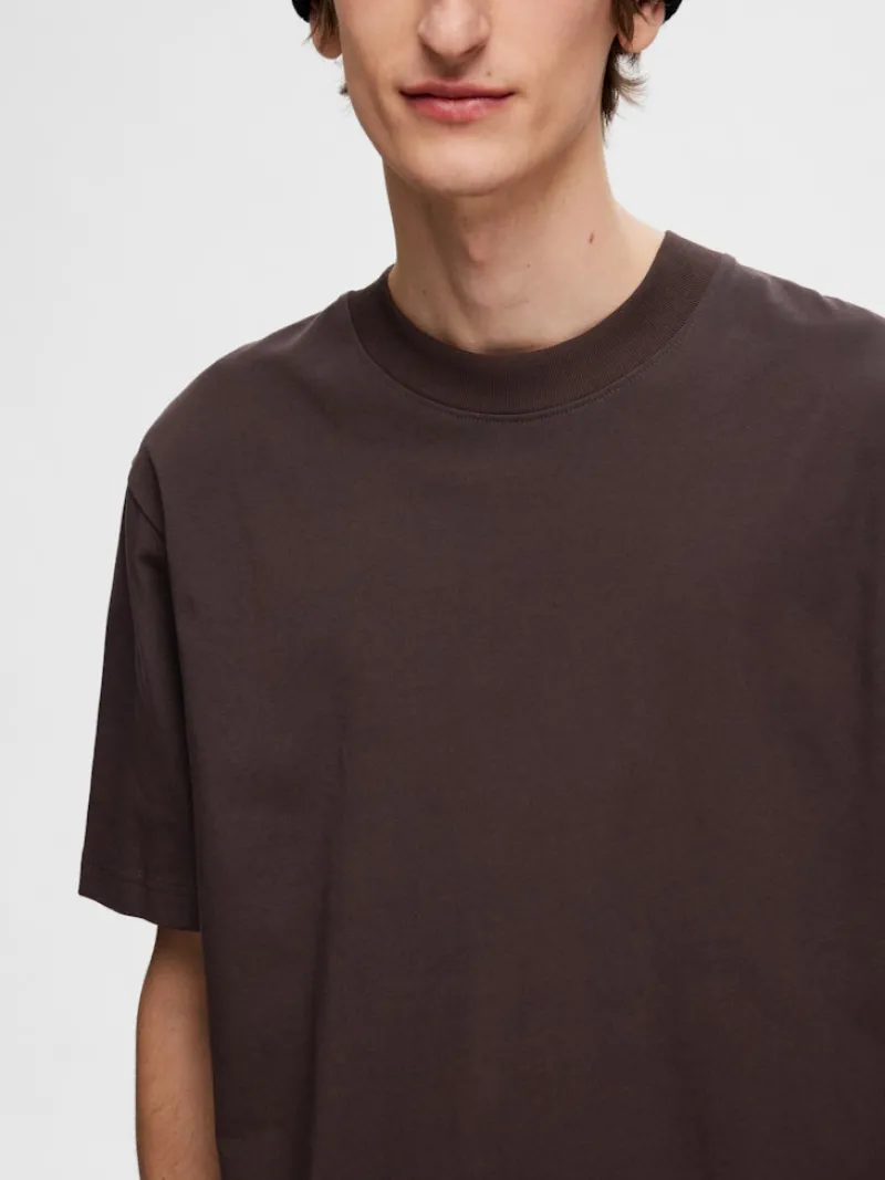 Selected Shirts*SLHCOLMAN SS O-NECK TEE NOOS chocolate torte