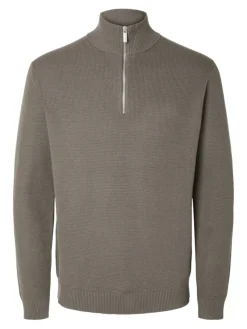 Selected Pullover & Sweatshirts*SLHDANE LS KNIT STRUCTURE HALF ZIP NOOS Morel