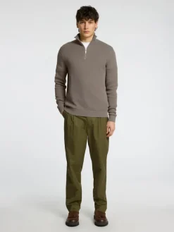 Selected Pullover & Sweatshirts*SLHDANE LS KNIT STRUCTURE HALF ZIP NOOS Morel