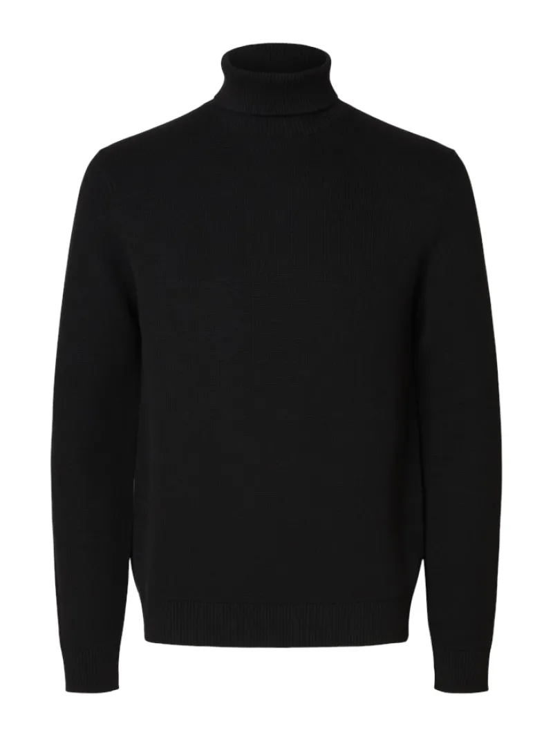 Selected Pullover & Sweatshirts*SLHDANE LS KNIT STRUCTURE ROLL NECK NOOS Black