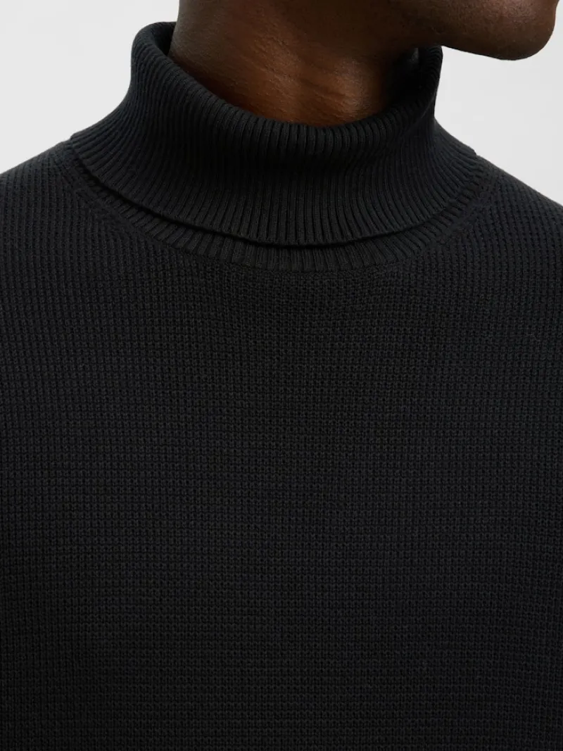 Selected Pullover & Sweatshirts*SLHDANE LS KNIT STRUCTURE ROLL NECK NOOS Black