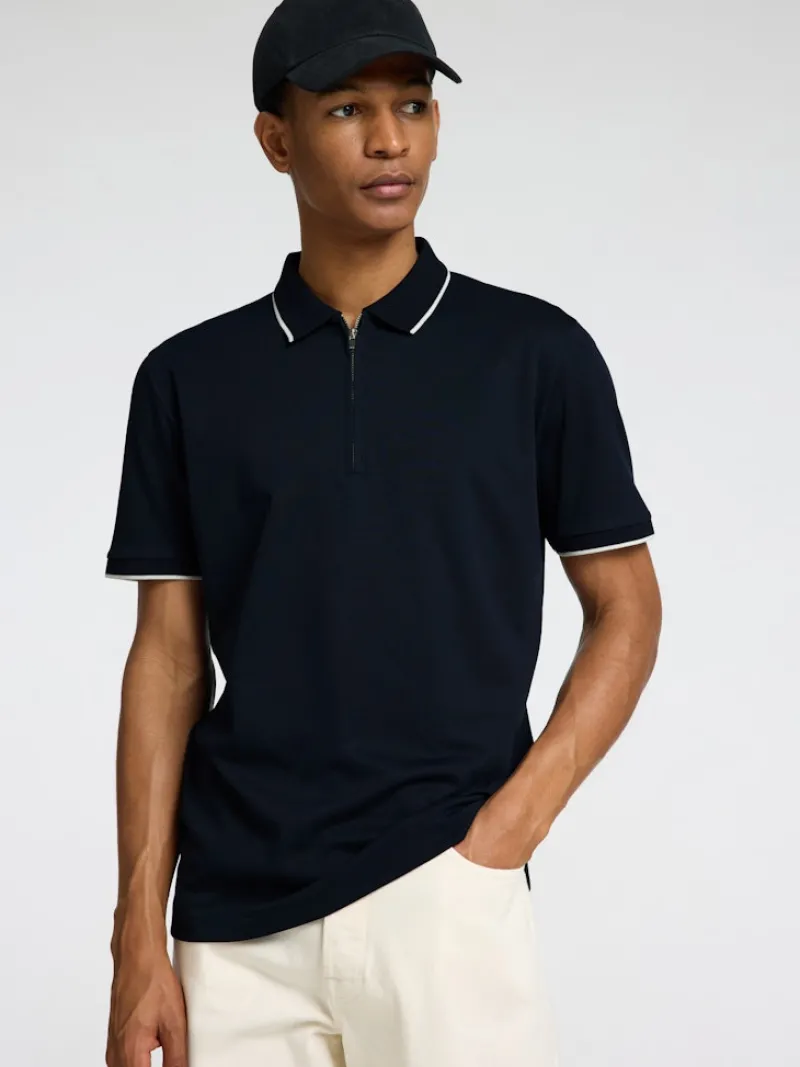 Selected Shirts*SLHFAVE SPORT ZIP SS POLO NOOS Sky Captain