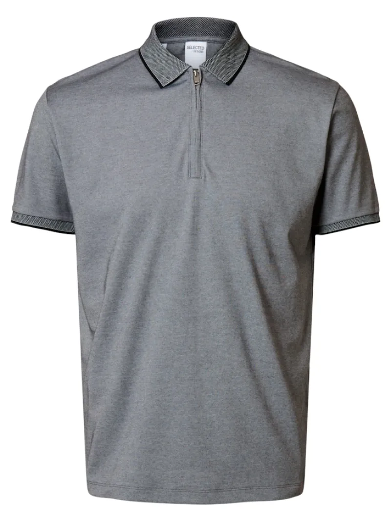 Selected Shirts*SLHFAVE SPORT ZIP SS POLO NOOS Medium Grey Melange