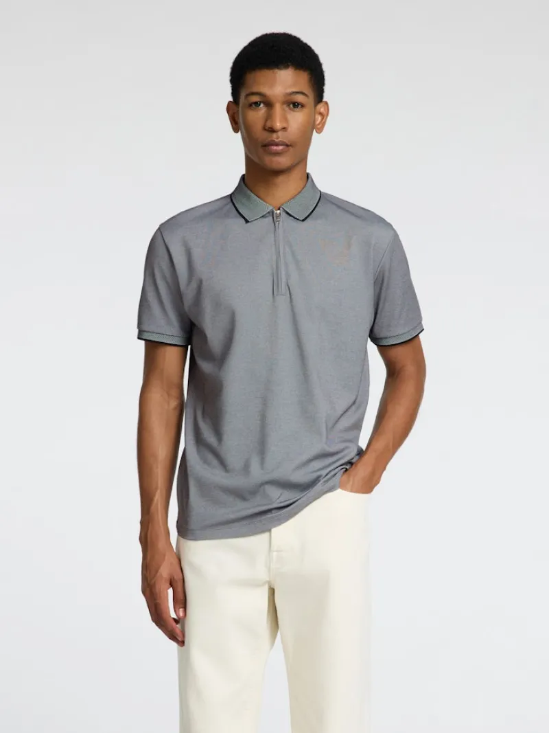 Selected Shirts*SLHFAVE SPORT ZIP SS POLO NOOS Medium Grey Melange