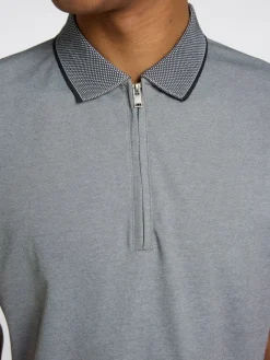 Selected Shirts*SLHFAVE SPORT ZIP SS POLO NOOS Medium Grey Melange