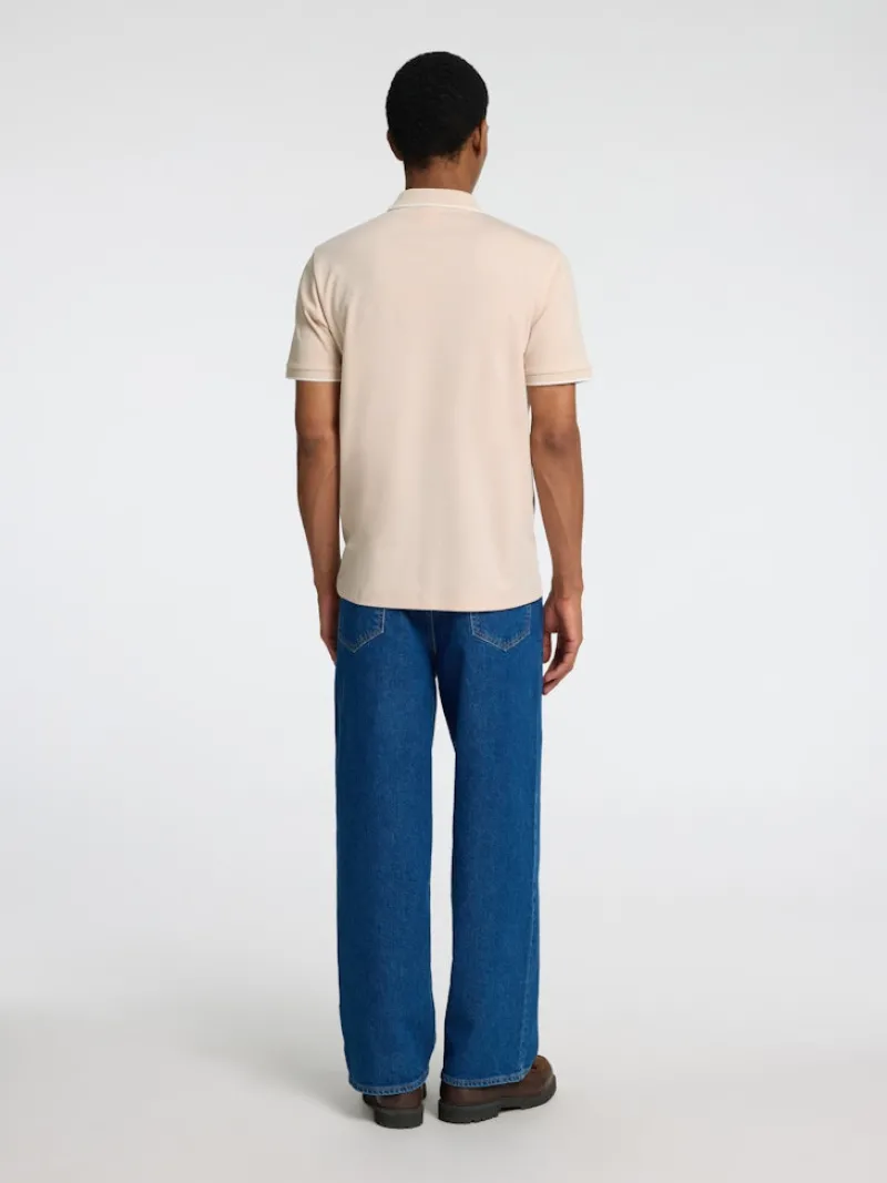 Selected Shirts*SLHFAVE SPORT ZIP SS POLO NOOS oatmeal