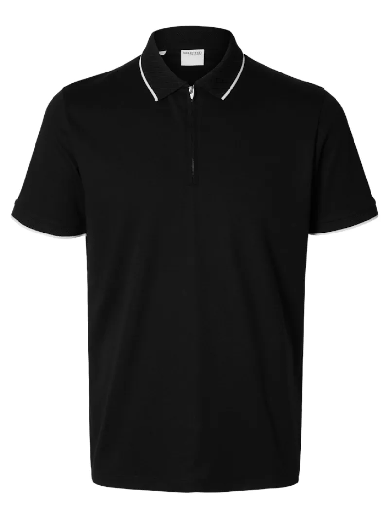 Selected Shirts*SLHFAVE SPORT ZIP SS POLO NOOS Black