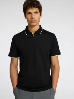 Selected Shirts*SLHFAVE SPORT ZIP SS POLO NOOS Black
