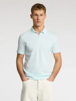 Selected Shirts*SLHFAVE ZIP SS POLO NOOS ice melt